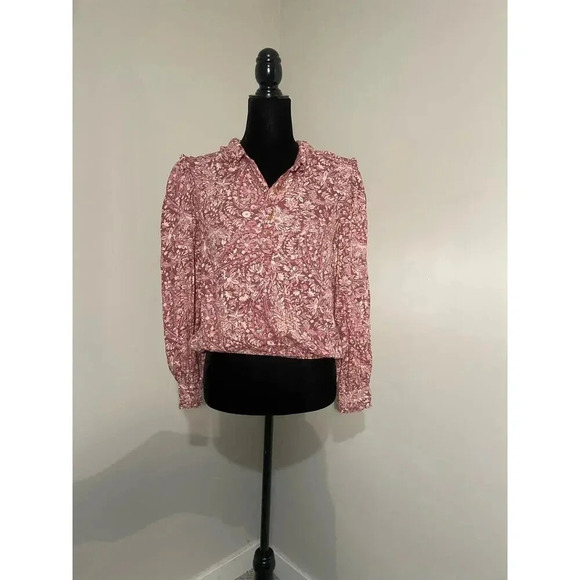 Lucky Brand Pink Floral Bohemian Long Sleeve Blouse Top - Picture 1 of 13
